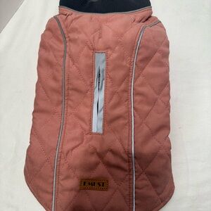 Emust Quilted Dog Jacket in coral color size small